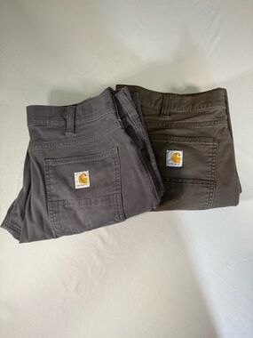 Carhartt Work Pants Lot of 2 Mens 36x32 Gray Olive Relaxed Straight Utility